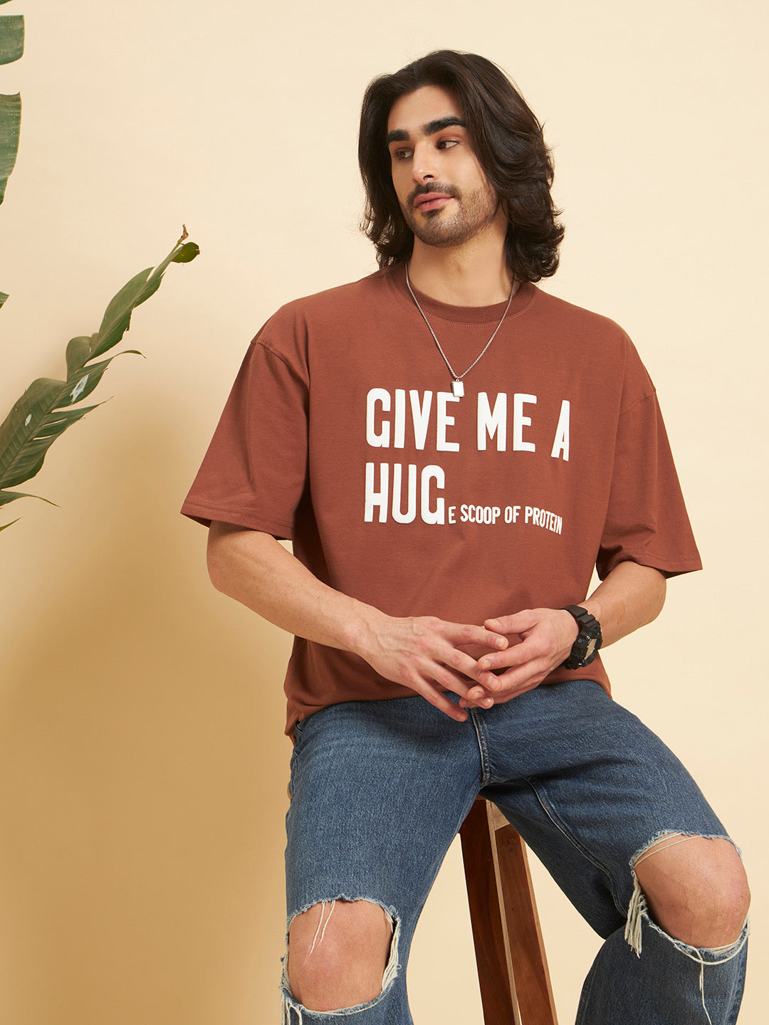 Oversized Athleisure Cotton T-Shirt – Hug & Protein Edition