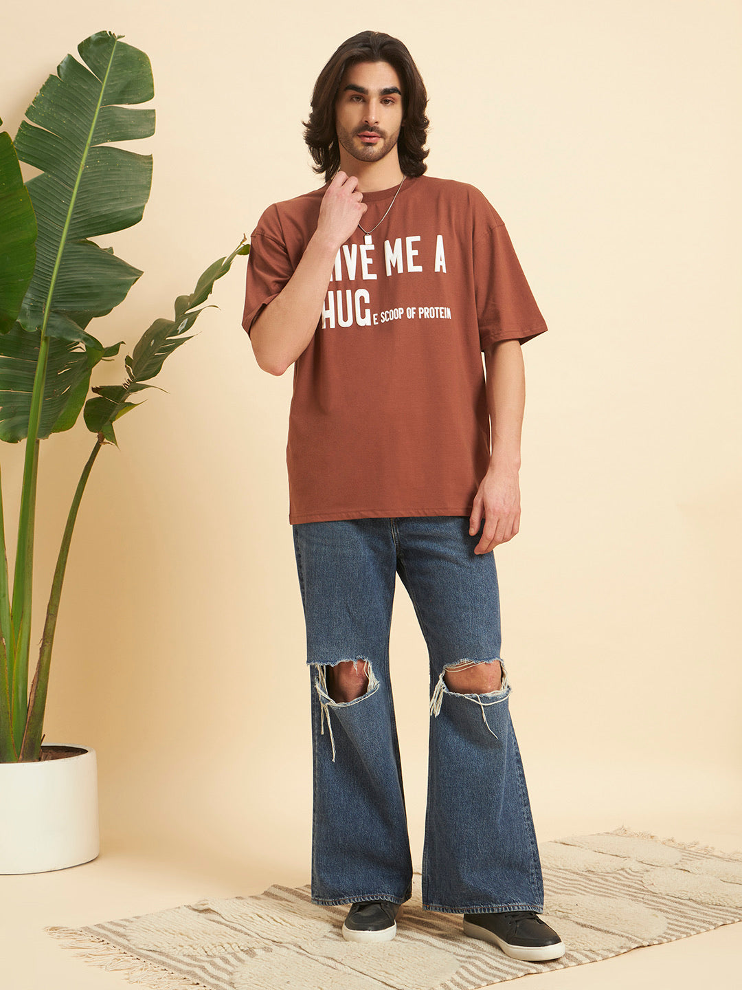 Oversized Athleisure Cotton T-Shirt – Hug & Protein Edition