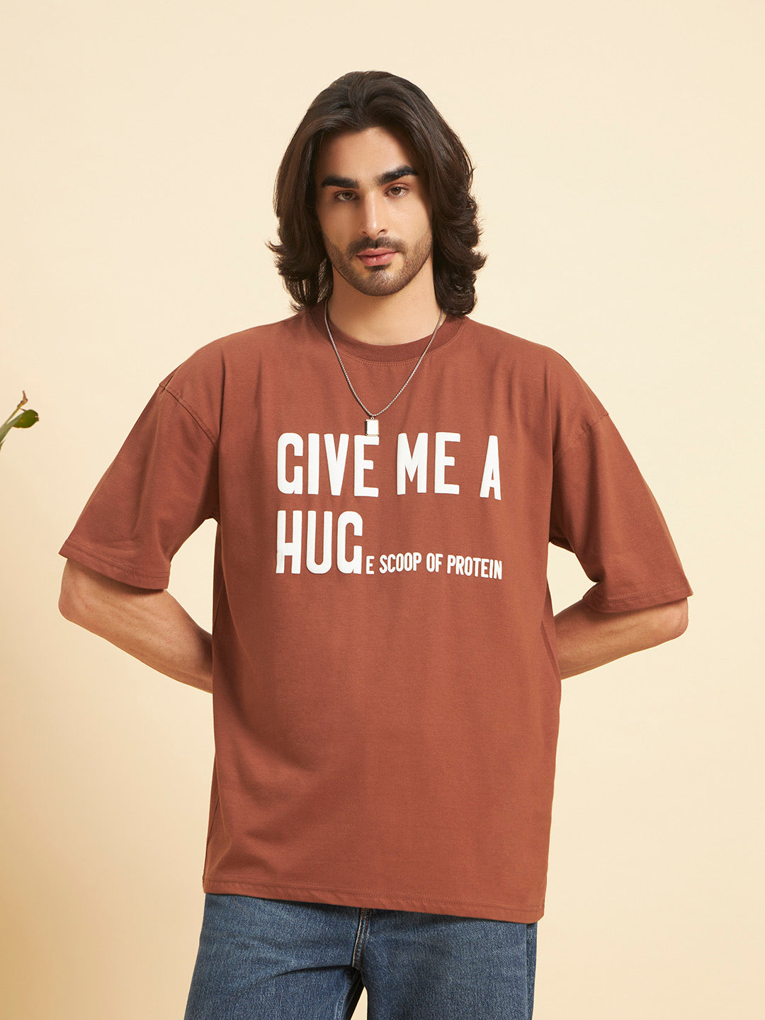 Oversized Athleisure Cotton T-Shirt – Hug & Protein Edition