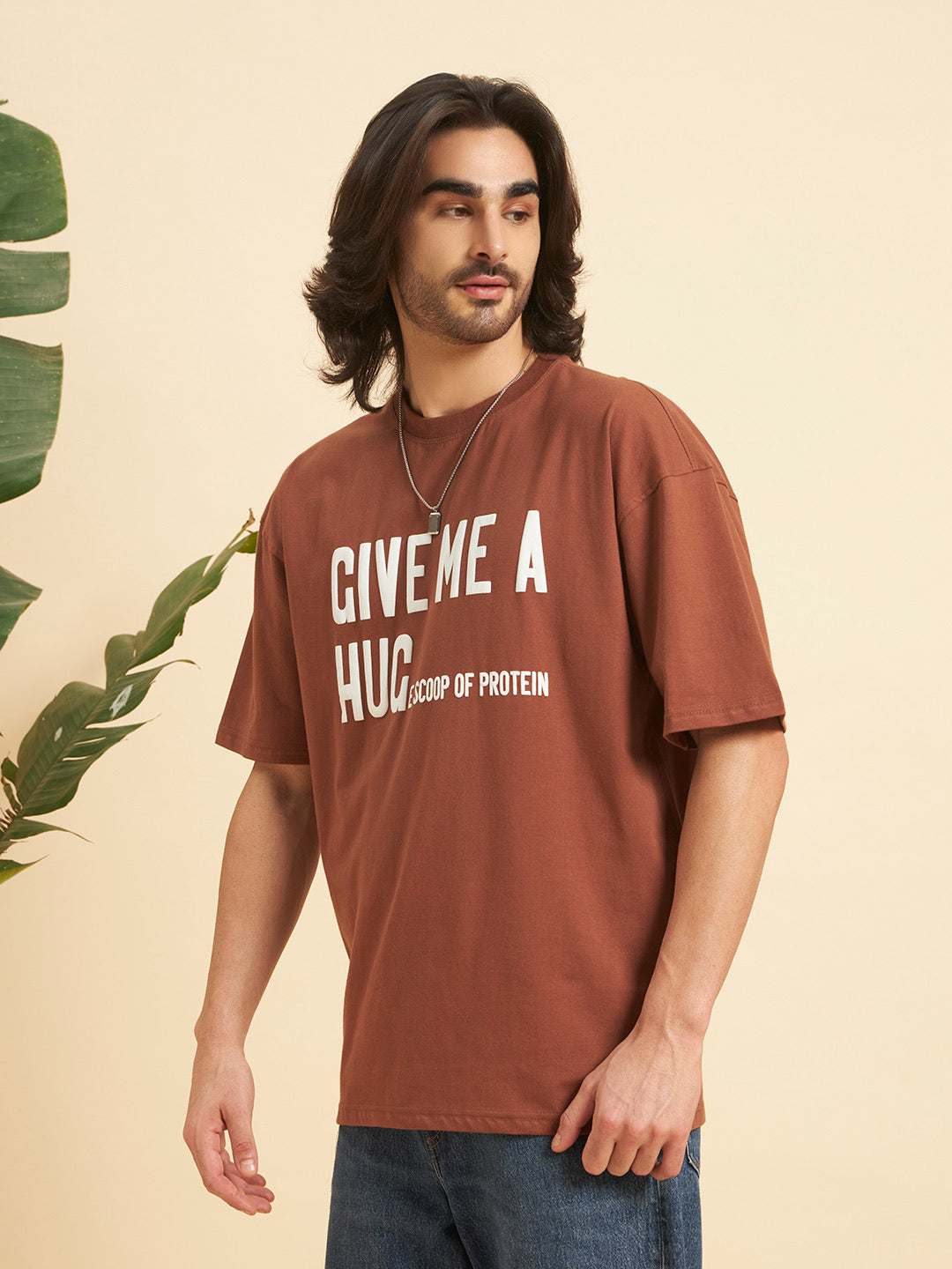 Oversized Athleisure Cotton T-Shirt – Hug & Protein Edition