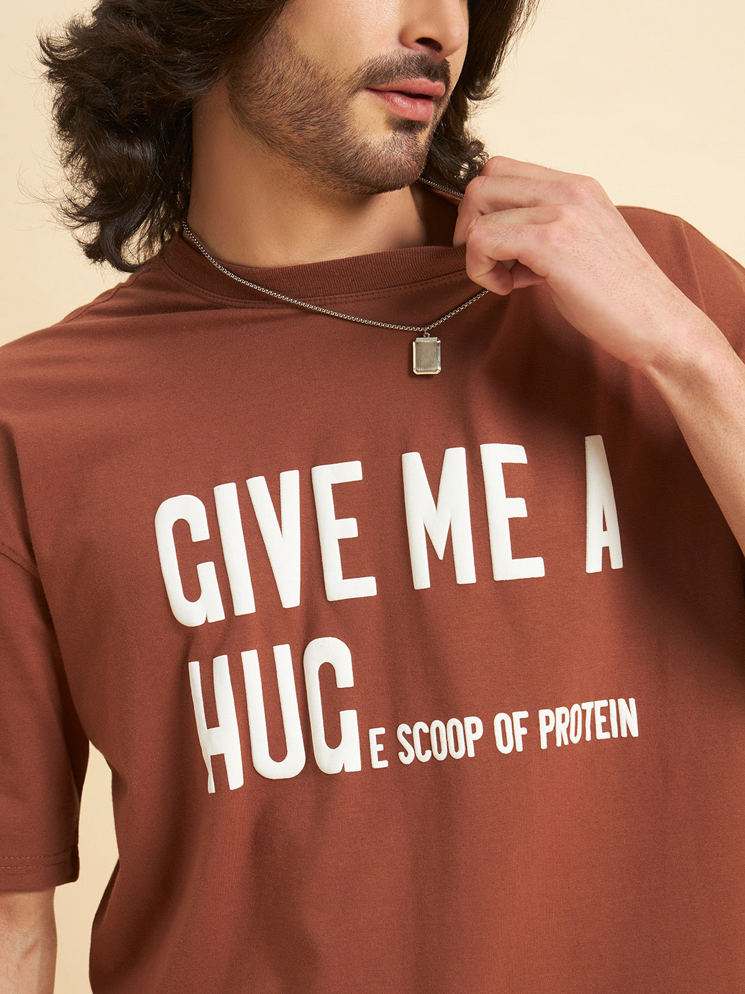 Oversized Athleisure Cotton T-Shirt – Hug & Protein Edition