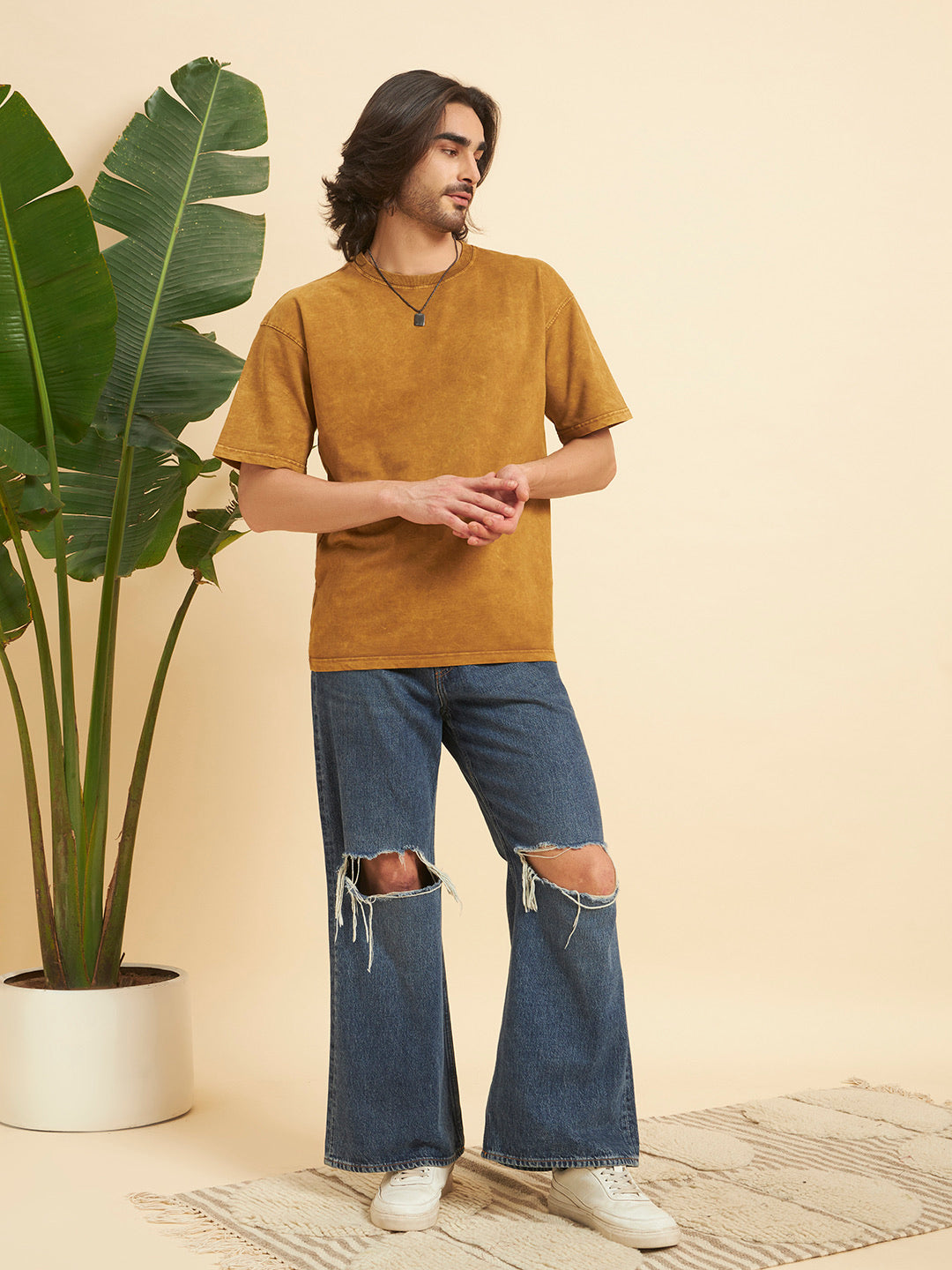 Oversized Premium Cotton T-Shirt – Amber Wash