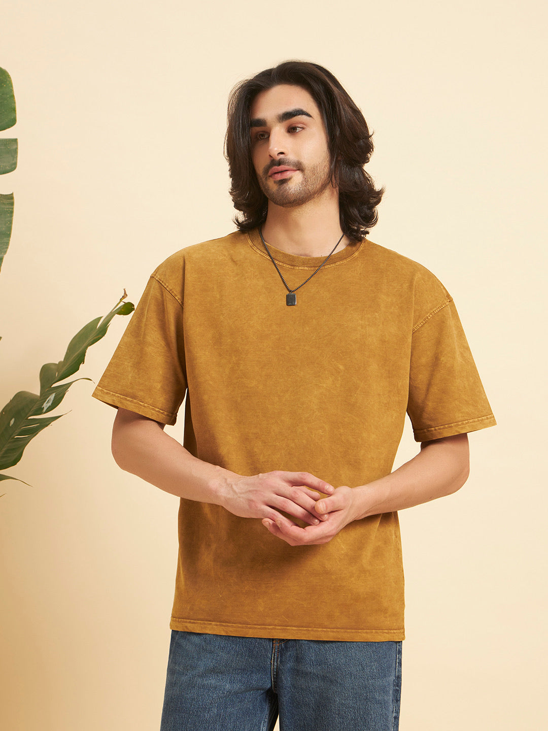 Oversized Premium Cotton T-Shirt – Amber Wash