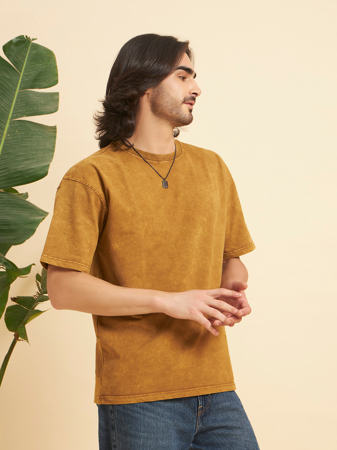 Oversized Premium Cotton T-Shirt – Amber Wash