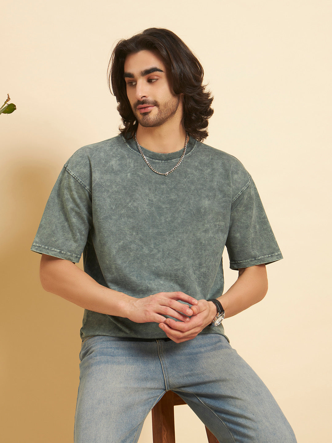 Oversized Premium Cotton T-Shirt – Olive Wash