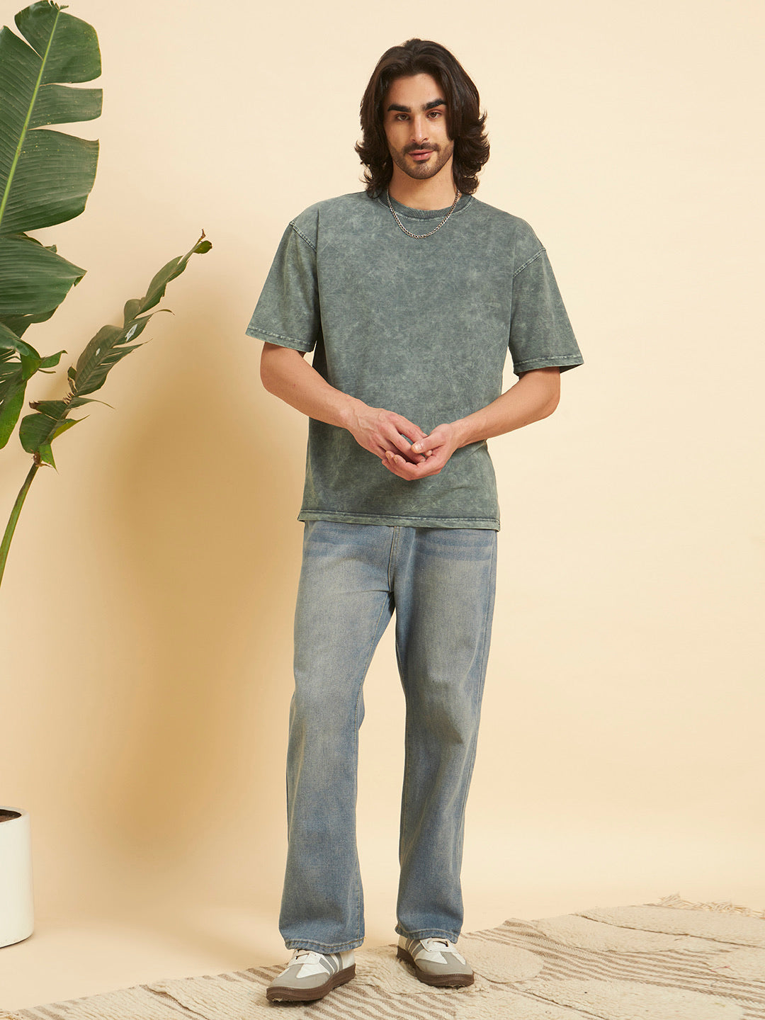 Oversized Premium Cotton T-Shirt – Olive Wash