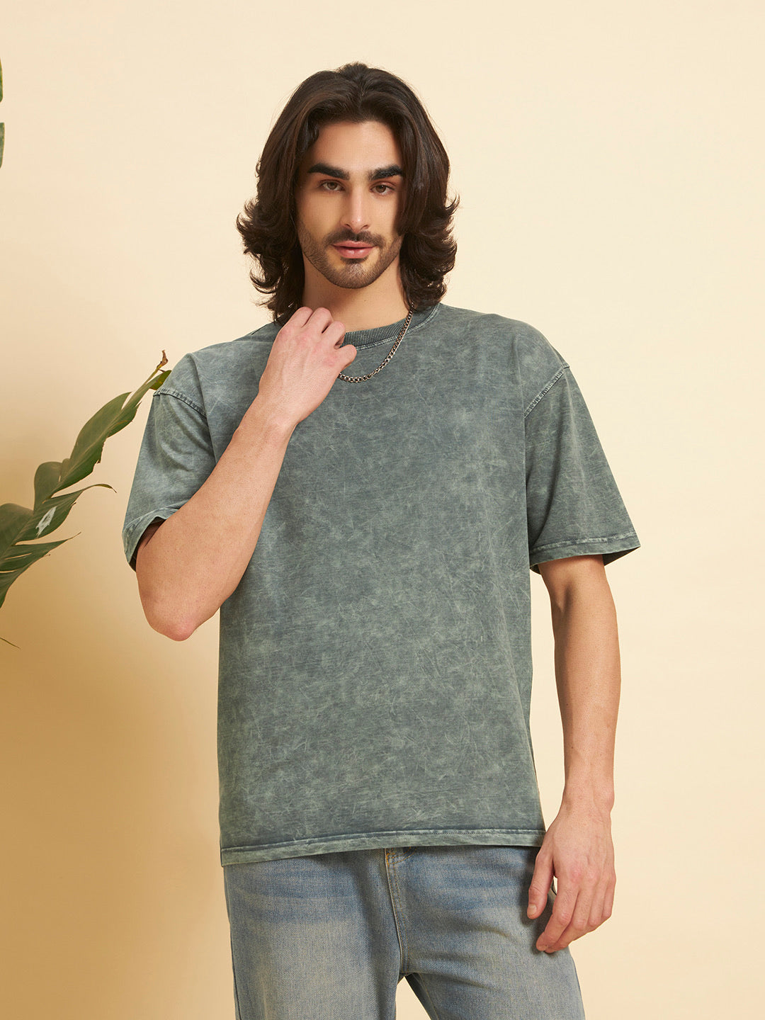Oversized Premium Cotton T-Shirt – Olive Wash