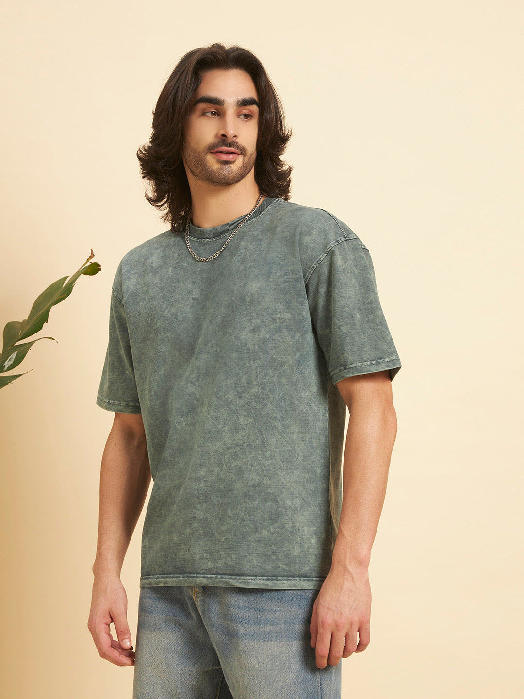 Oversized Premium Cotton T-Shirt – Olive Wash
