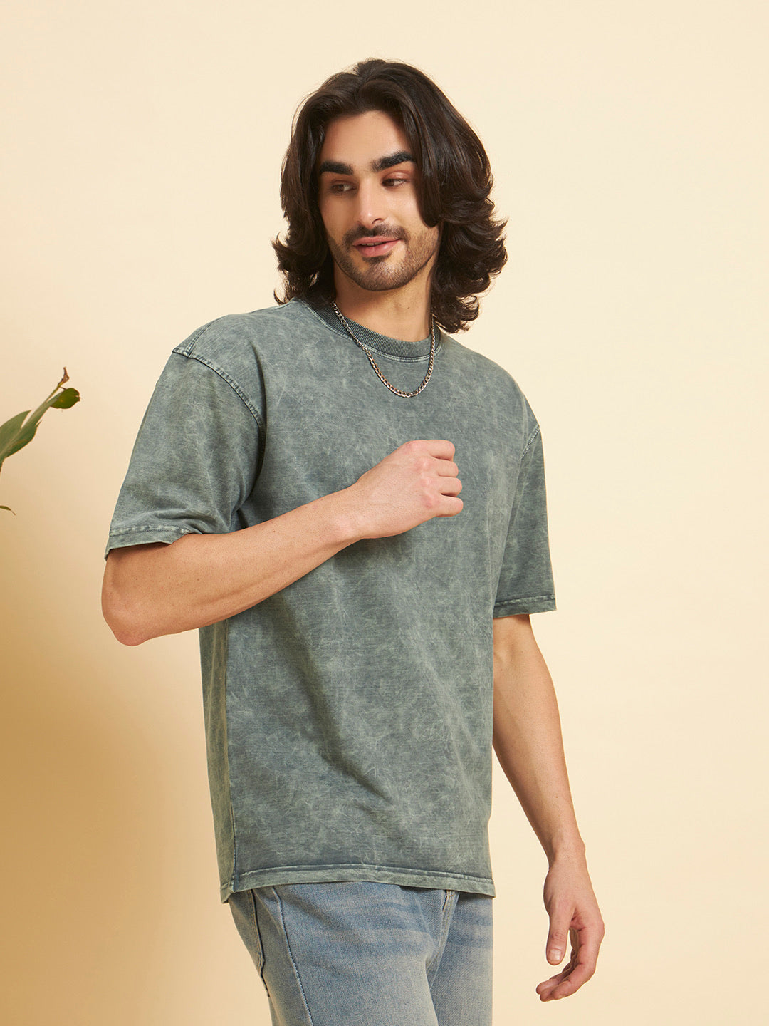 Oversized Premium Cotton T-Shirt – Olive Wash
