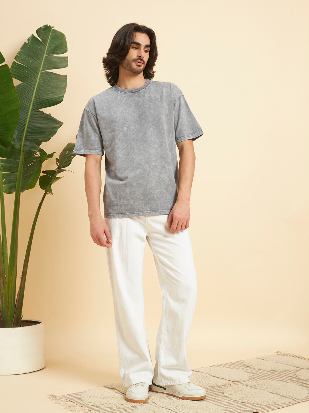 Oversized Premium Cotton T-Shirt – Ash Wash