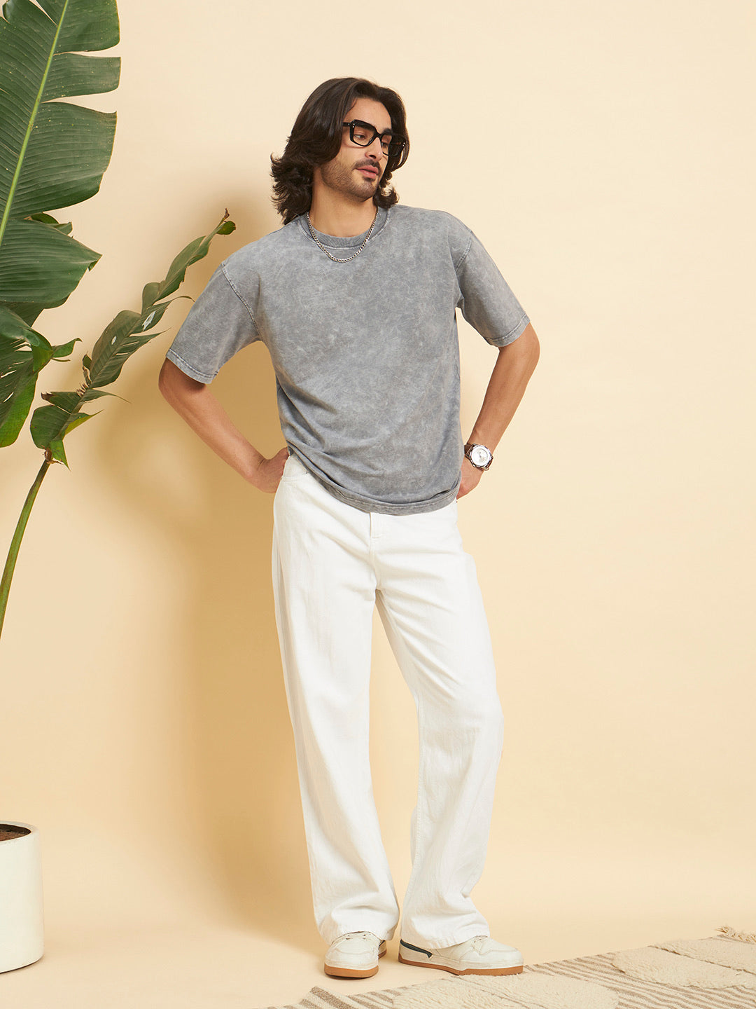Oversized Premium Cotton T-Shirt – Ash Wash