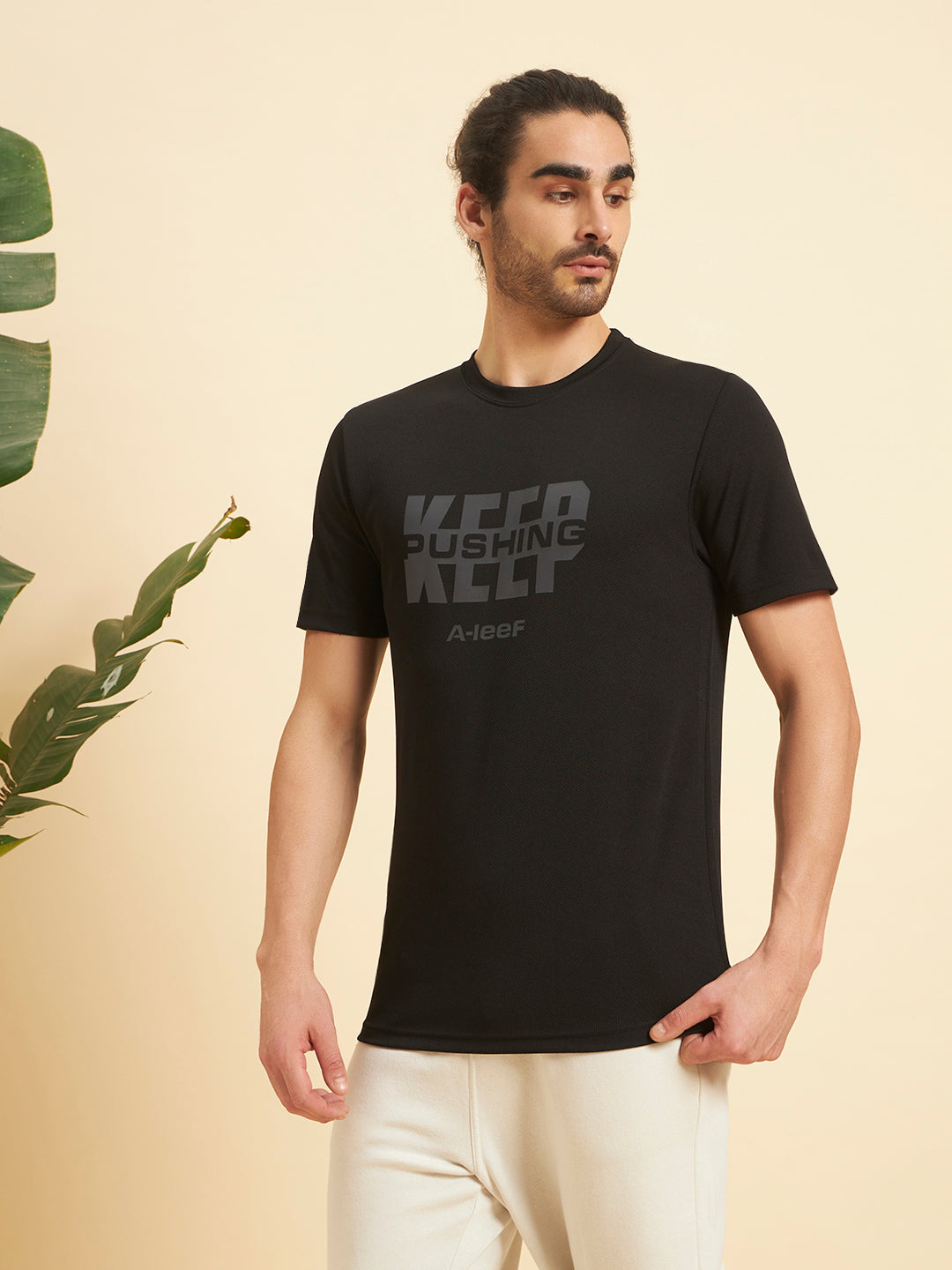 Black Keep Pushing Active Wear