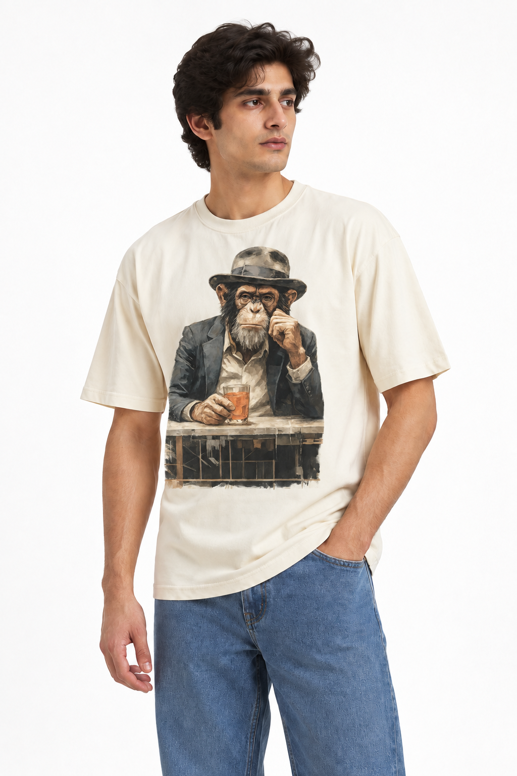 Oversized Premium Cotton T-Shirt – Ivory (Mufasa)