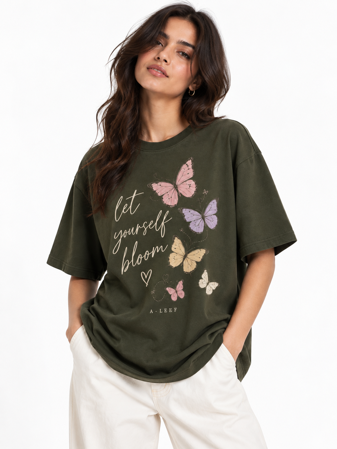 Oversized Premium Cotton T-Shirt – Forest (Her) Bloom