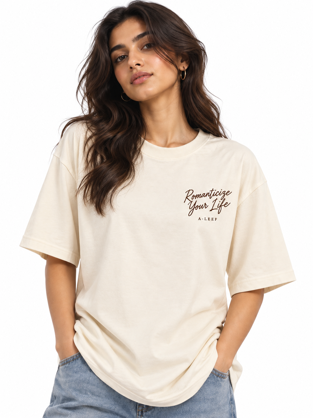 Oversized Premium Cotton T-Shirt – Ivory(Her) Romantisize