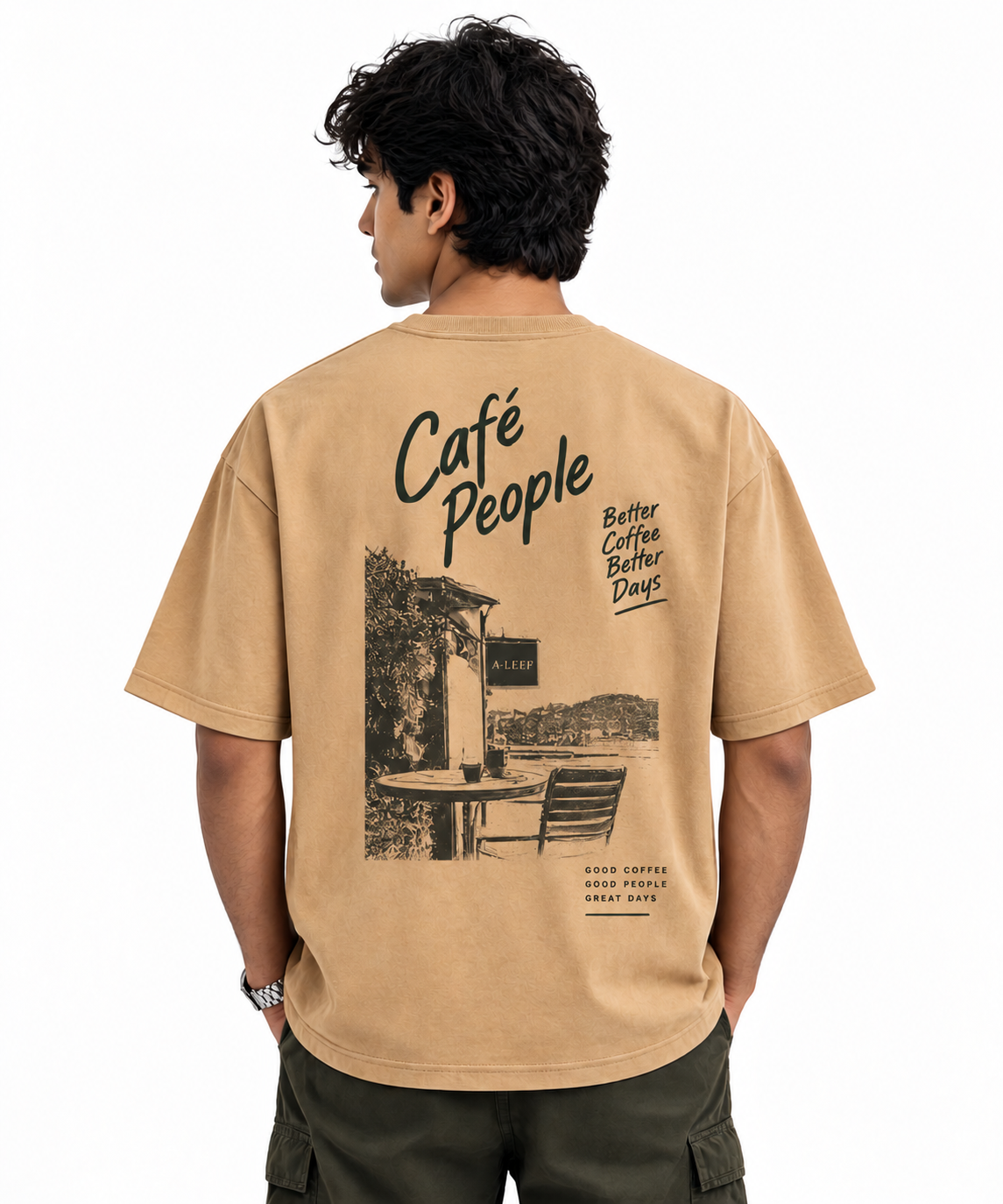 Oversized Premium Cotton T-Shirt – Sand cafe