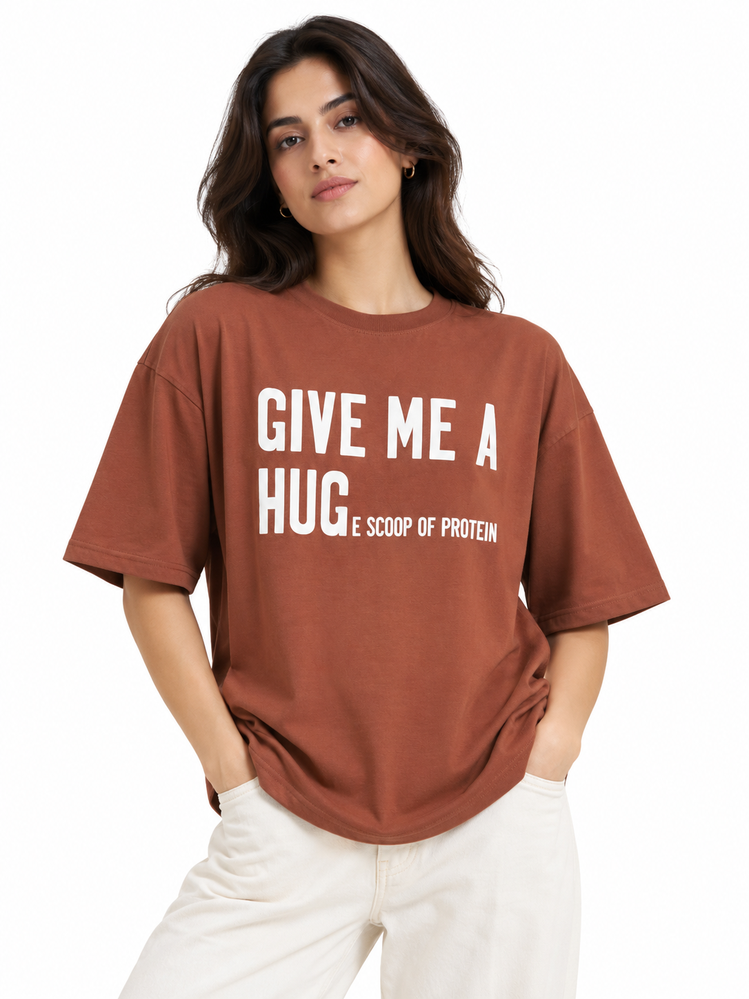 Oversized Athleisure Cotton T-Shirt – Hug & Protein Edition (Her)