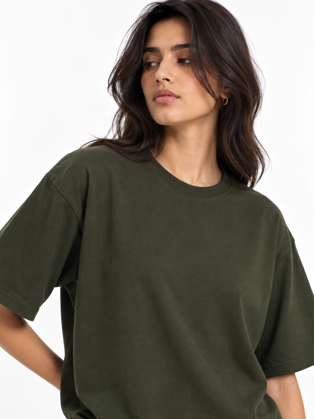 Oversized Premium Cotton T-Shirt – Forest (Her)