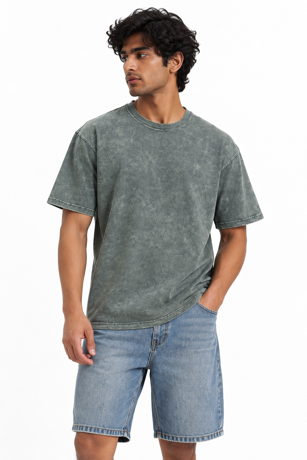 Oversized Premium Cotton T-Shirt – Olive Wash
