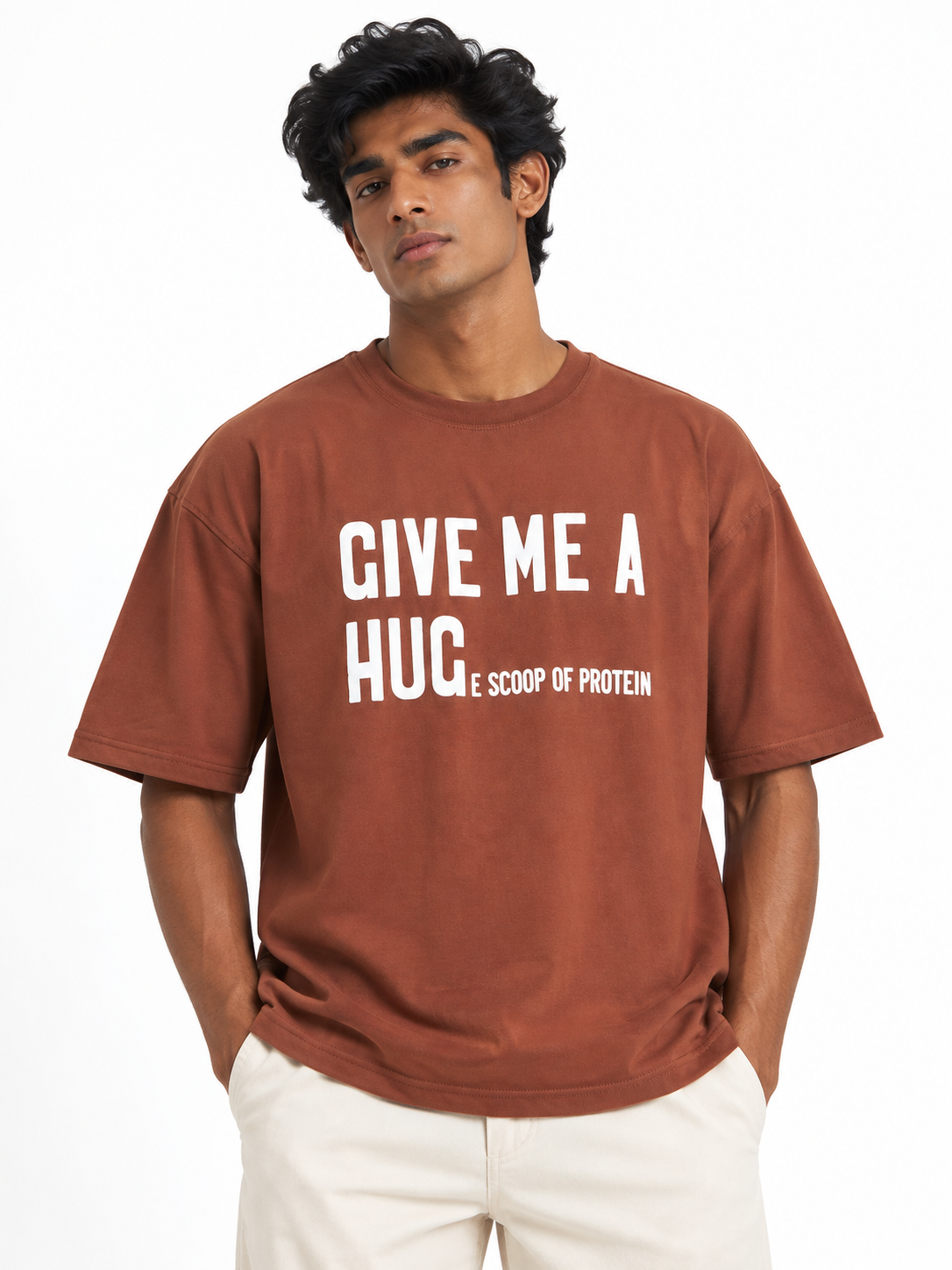 Oversized Athleisure Cotton T-Shirt – Hug & Protein Edition