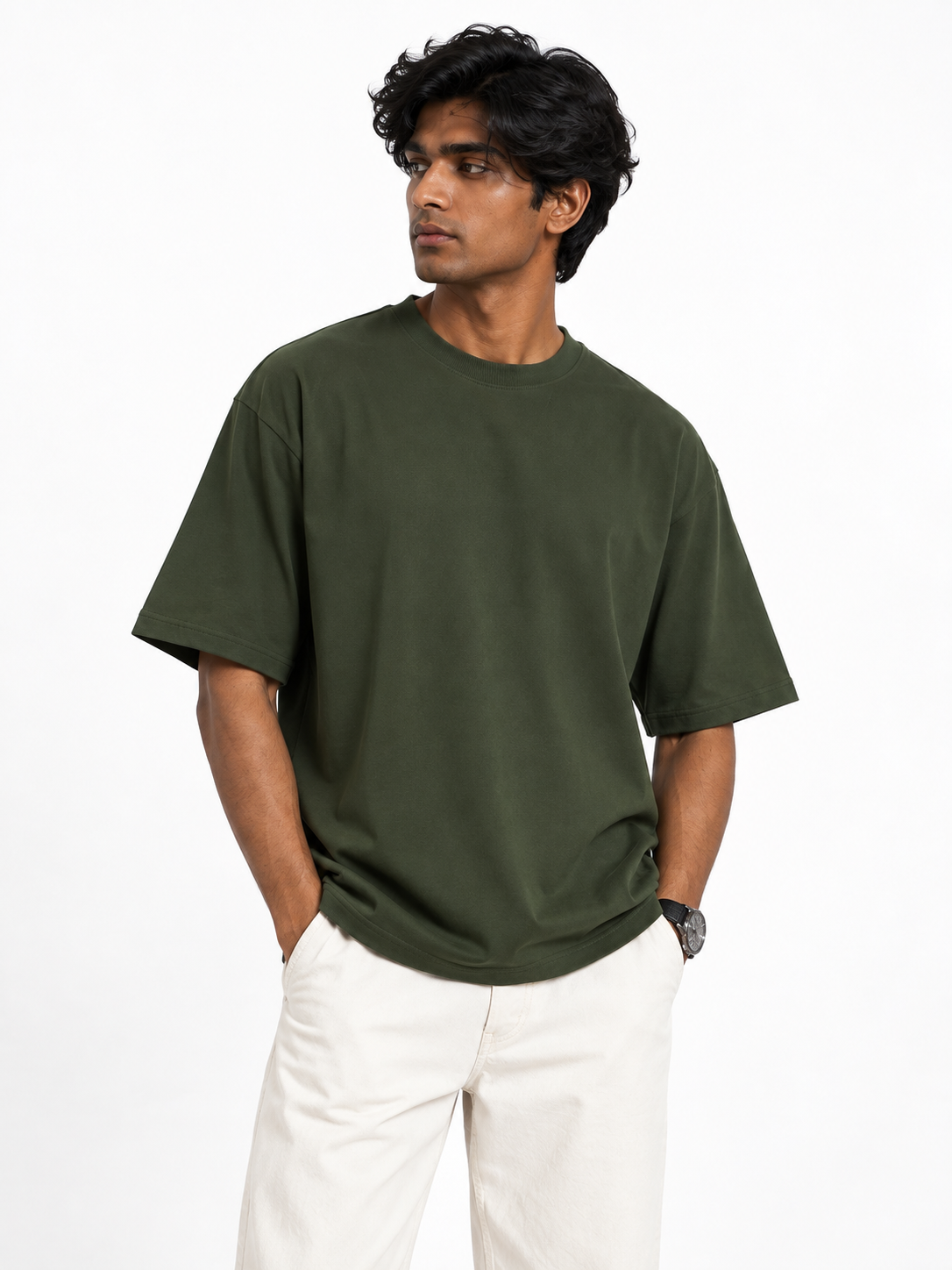 Oversized Premium Cotton T-Shirt – Forest