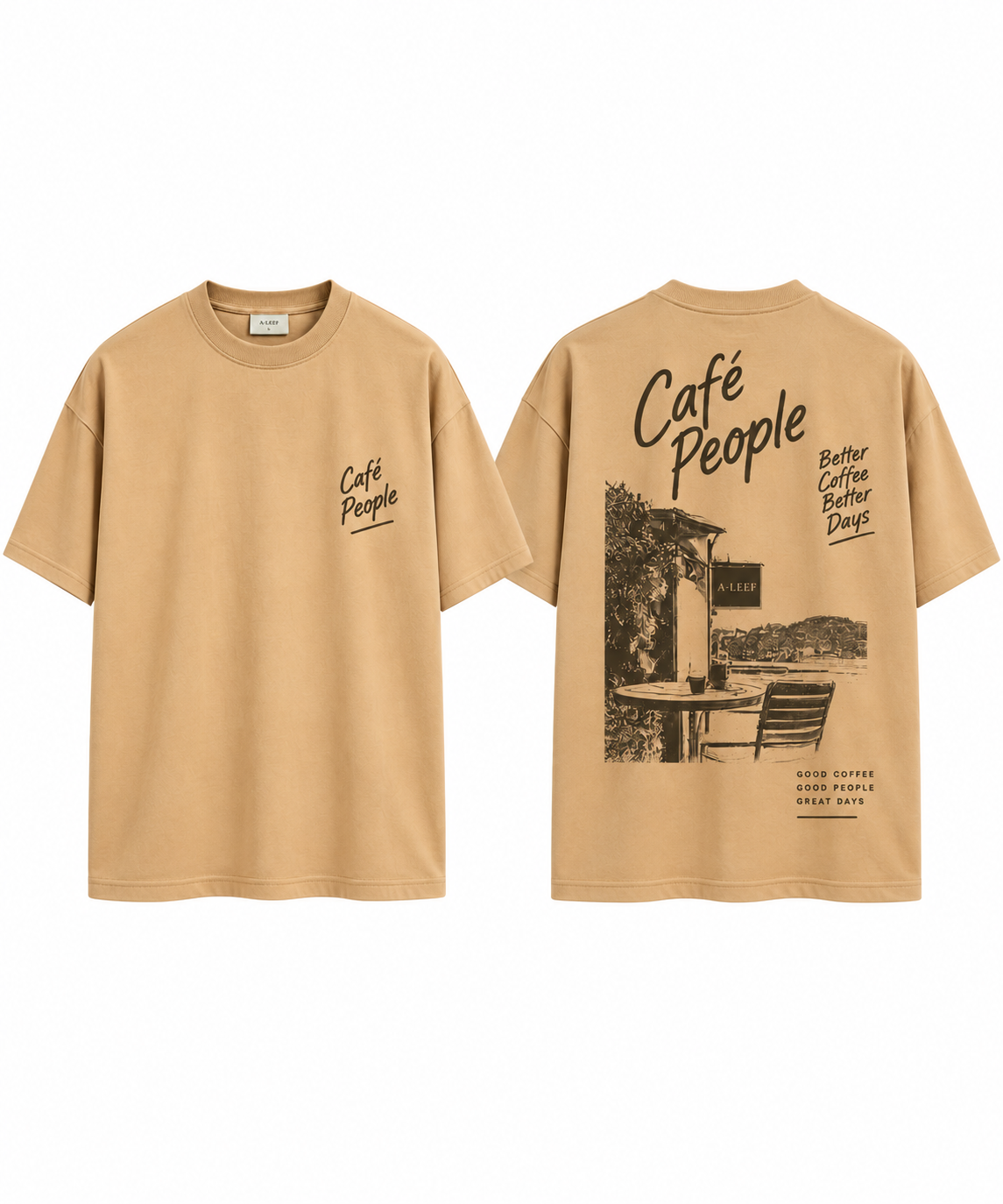 Oversized Premium Cotton T-Shirt – Sand cafe