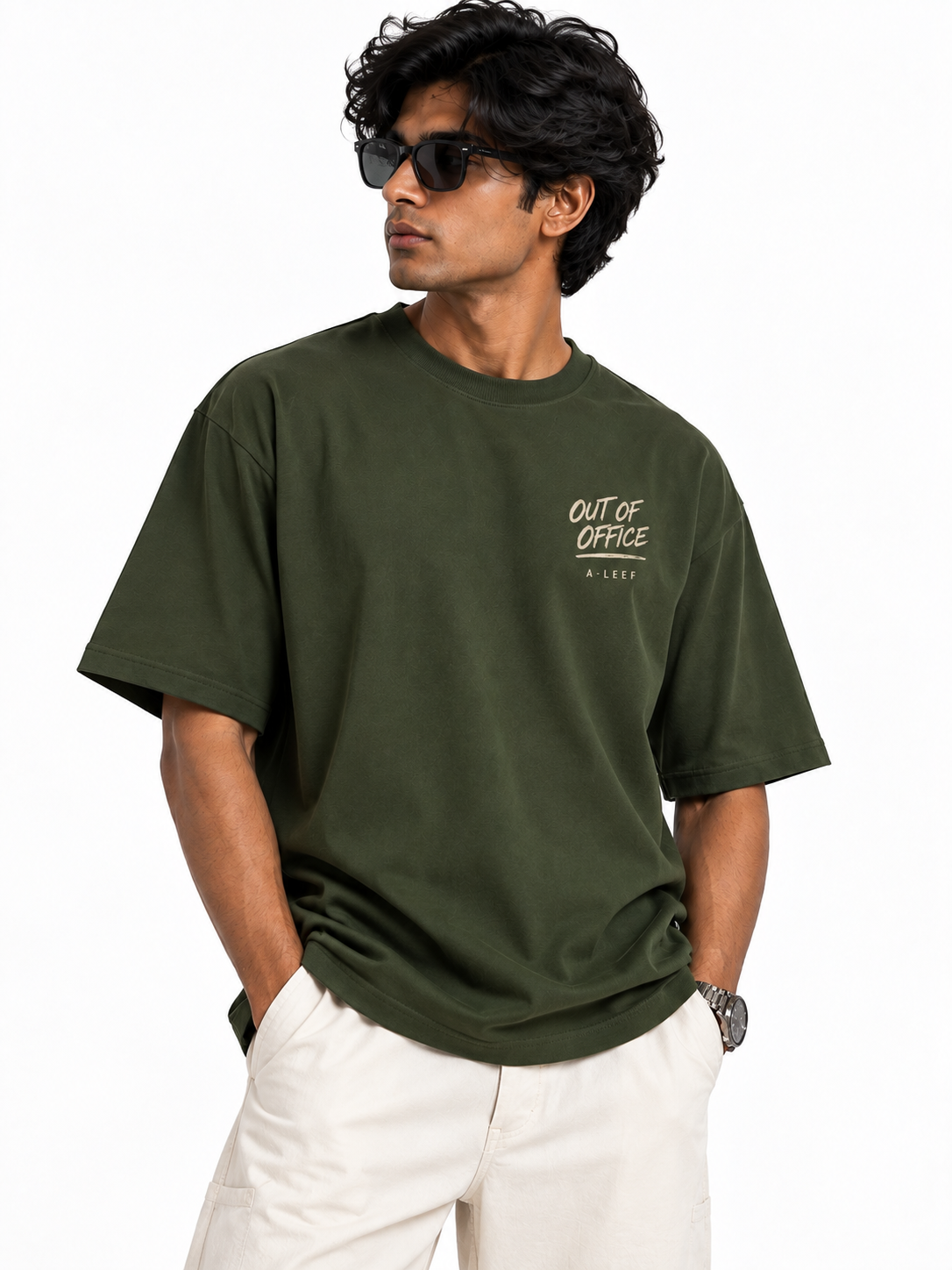 Oversized Premium Cotton T-Shirt – Forest out of office