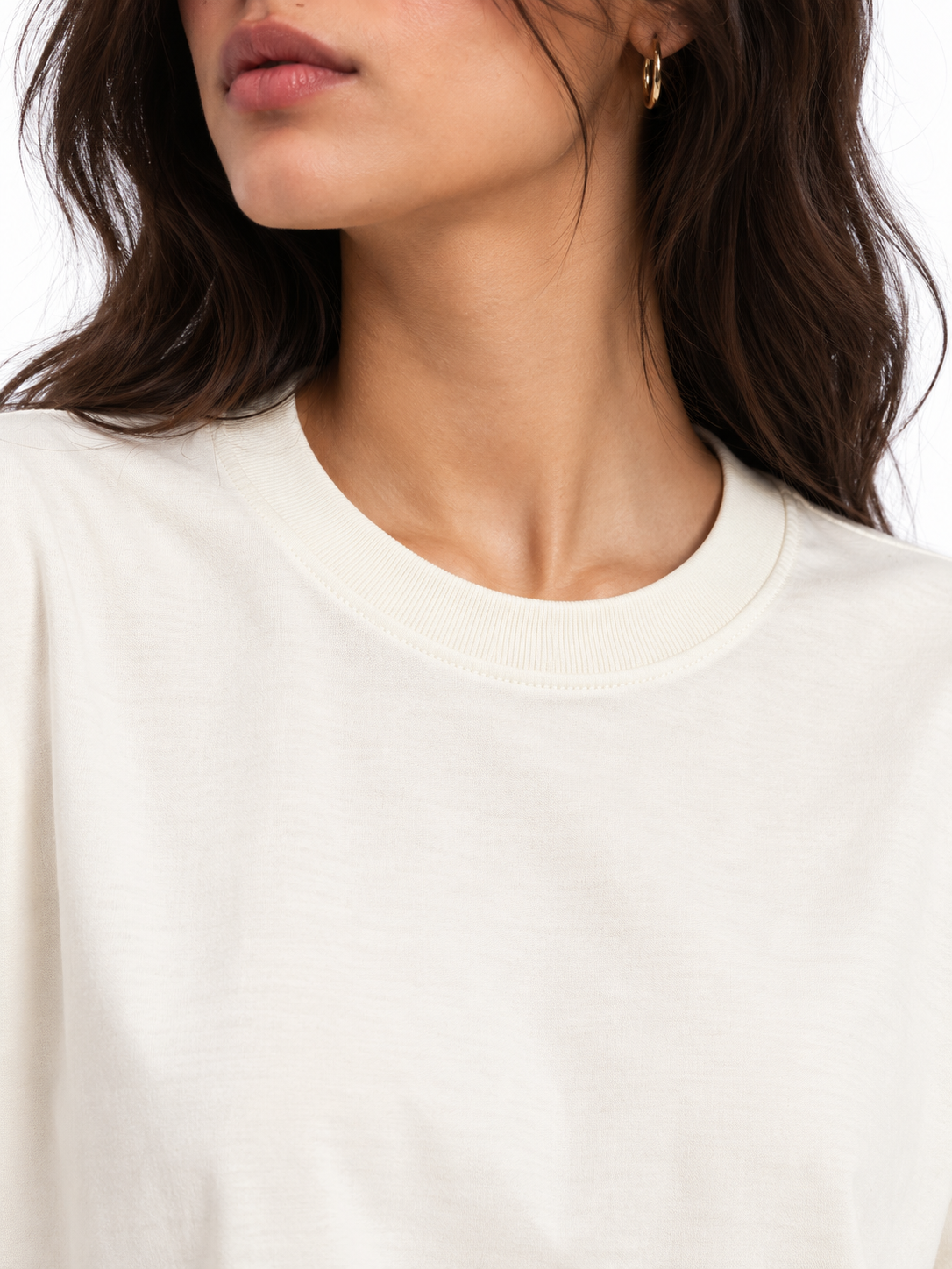 Oversized Premium Cotton T-Shirt – Ivory(Her)