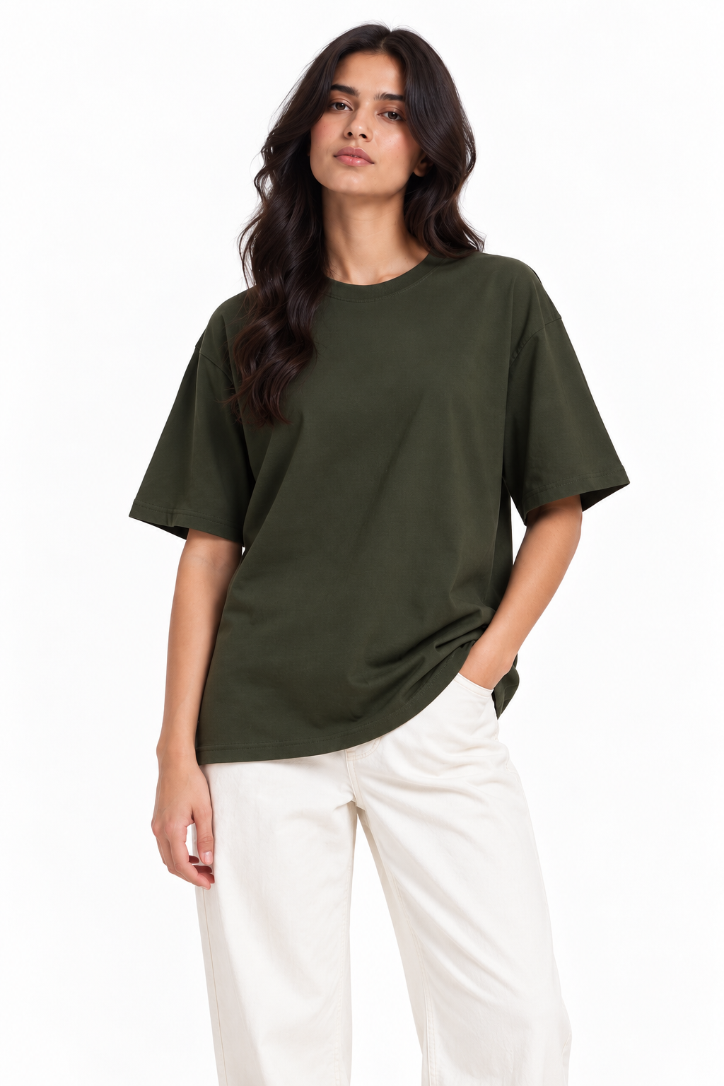 Oversized Premium Cotton T-Shirt – Forest (Her)
