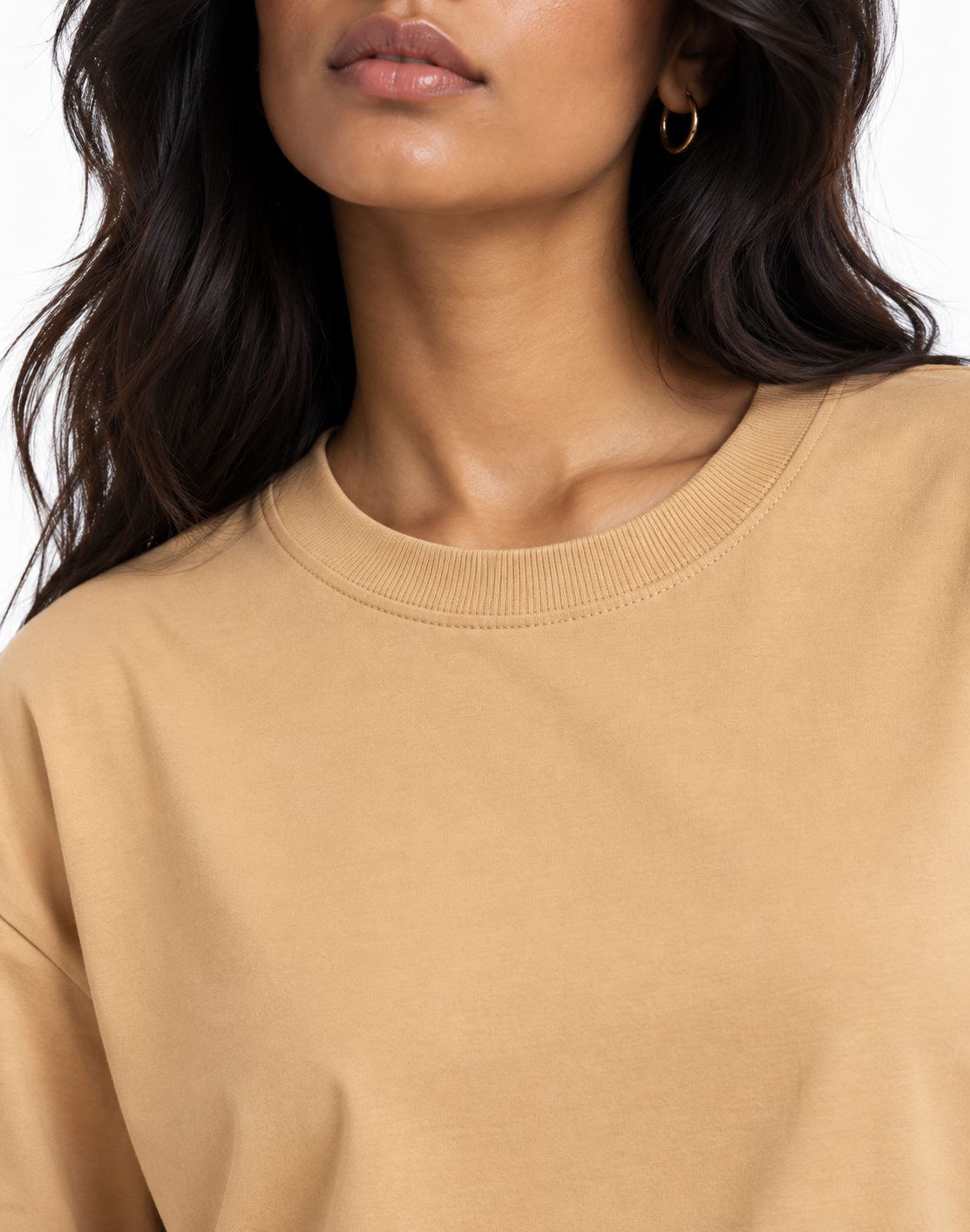 Oversized Premium Cotton T-Shirt – Sand (Her)