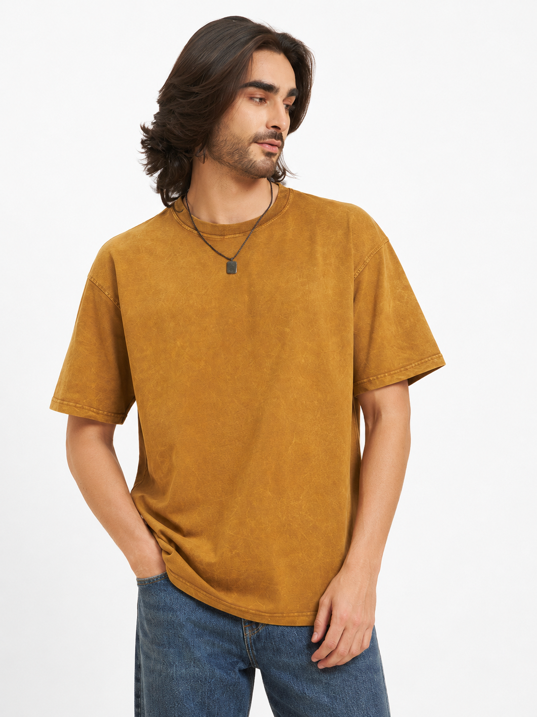 Oversized Premium Cotton T-Shirt – Amber Wash