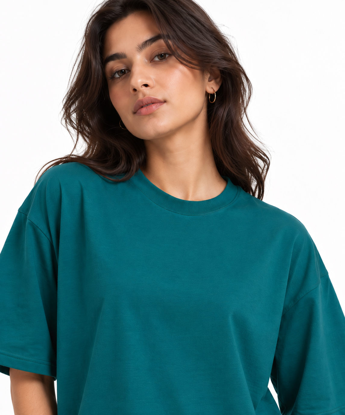 Oversized Premium Cotton T-Shirt – Teal Blue (Her)